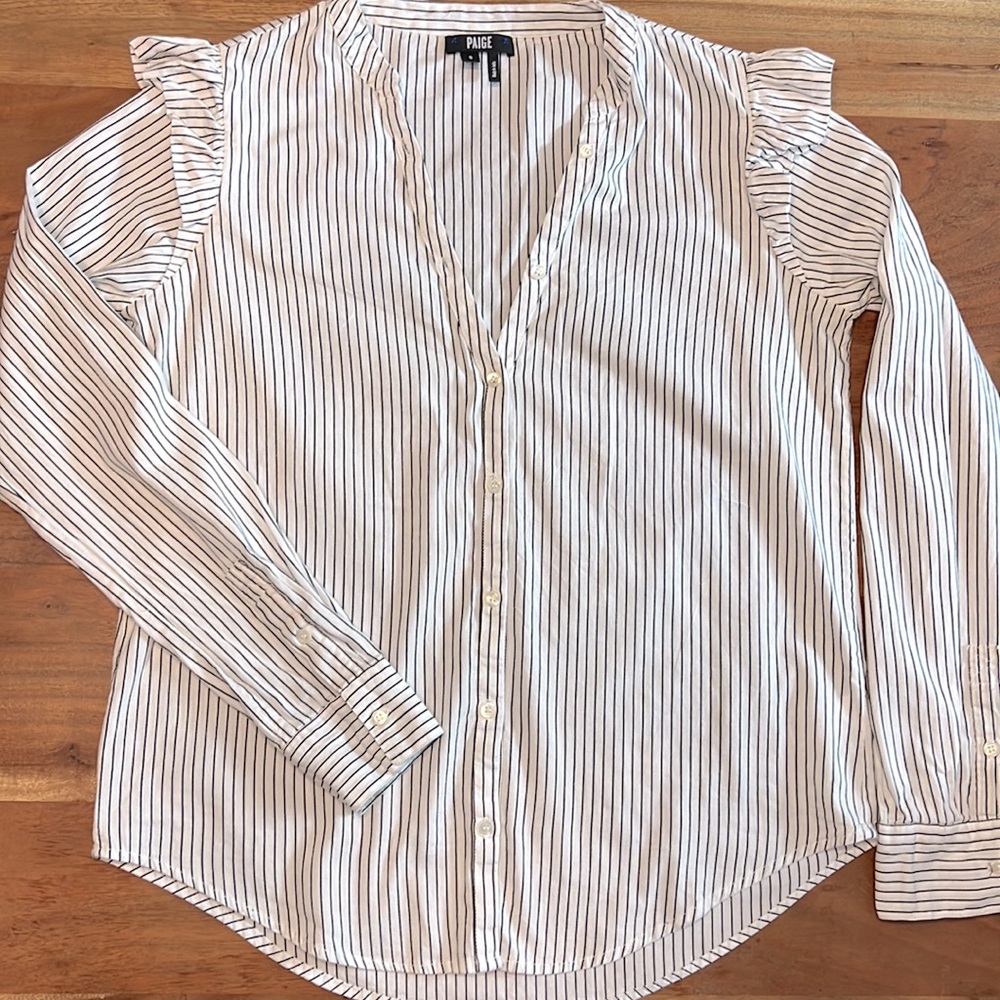 PAIGE - Jenelle Ruffle Stripe Blouse, size S